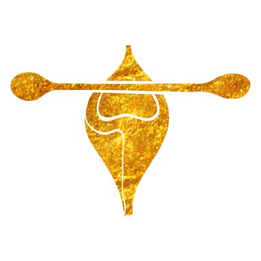 Altın folyo doku çizimi ile el çizimi kano simgesi