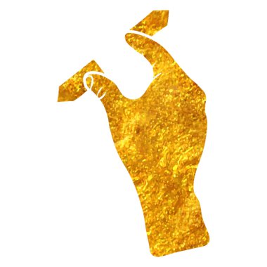 El çizimi dokunmatik parmak hareketi simgesi altın folyo doku çizimi