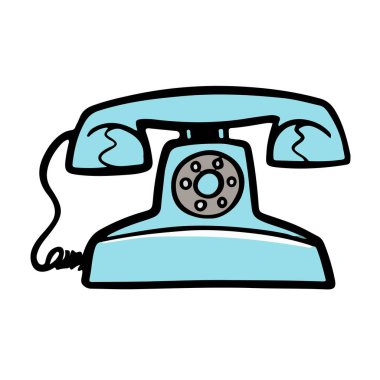 Klasik telefon el çizimi vektör rengi çizimi