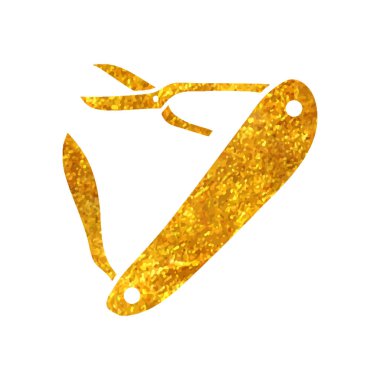 Altın folyo doku çizimi illüstrasyonunda el çizimi Çoklu araç simgesi