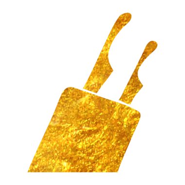 Altın folyo doku illüstrasyonunda el çizimi Bıçak Tutucu simgesi