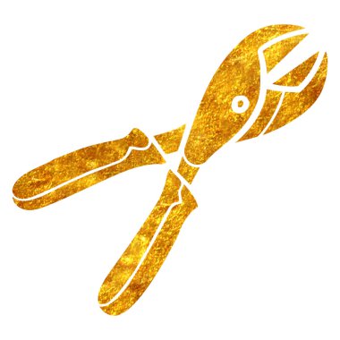 El çizimi altın folyo dokusu tel kesici ikon vektör illüstrasyonu