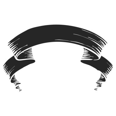 El çizimi kurdele afişleri vintage elementler vektör illüstrasyonu