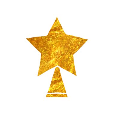 El çizimi Noel yıldızı simgesi altın folyo doku çizimi