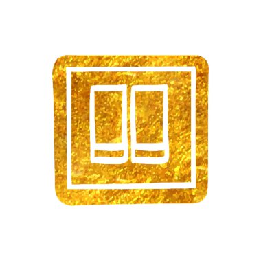 Altın folyo doku illüstrasyonunda el çizimi Elektrik düğmesi simgesi