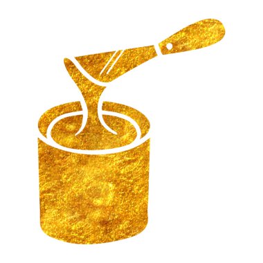 Altın folyo desenli çizim vektör illüstrasyonunda el çizimi kova simgesi