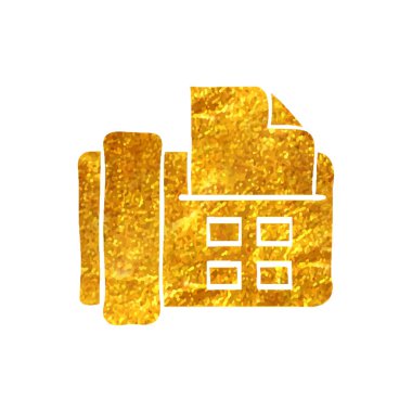 Altın folyo desen çizimi illüstrasyonunda el çizimi Facsimile simgesi