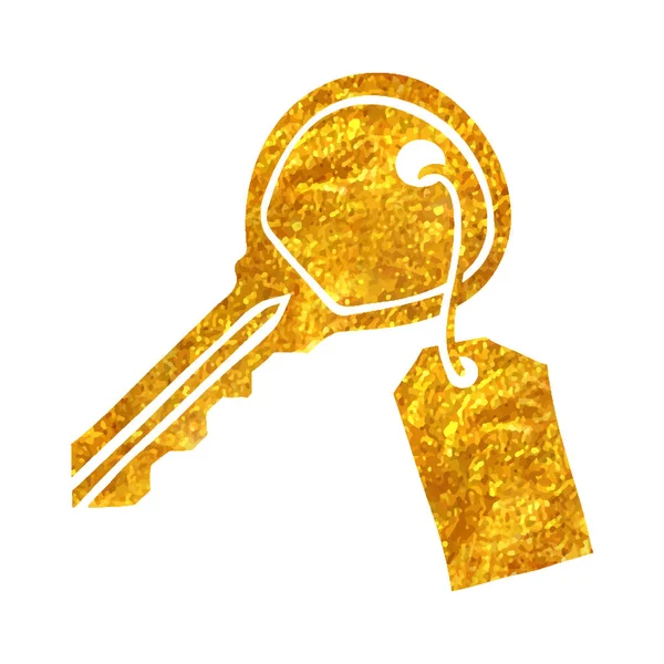 Ручной Рисунок Иконка Ключа Текстуре Золотой Фольги — стоковый вектор
