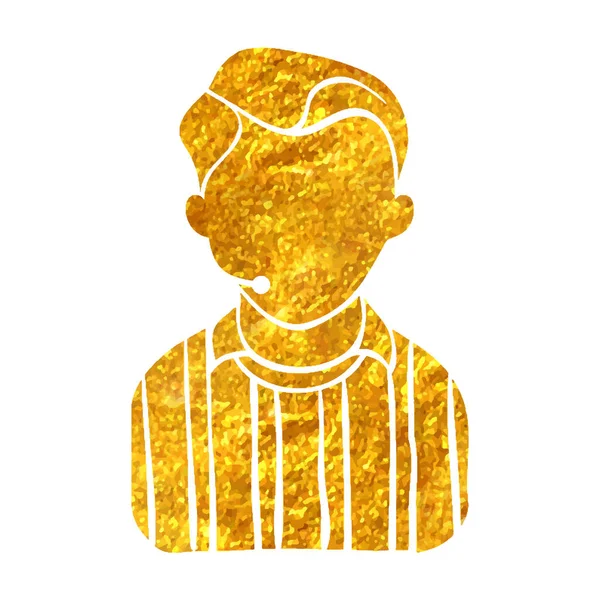 Handgezeichnetes Schiedsrichter Avatar Symbol Goldfolie Textur Vektorillustration — Stockvektor