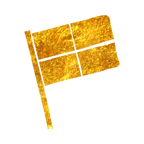 Ícone Bandeira Lineman Desenhado Mão Folha Ouro Textura Ilustração Vetorial —  Vetores de Stock