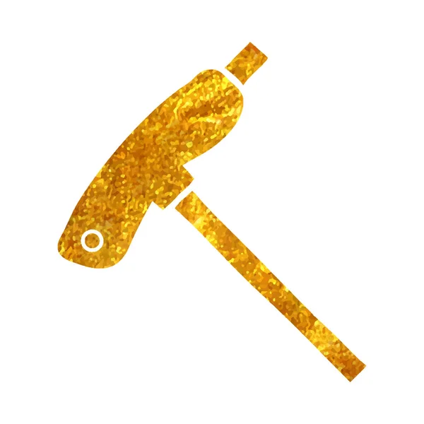 Handgezeichnetes Inbusschlüsselsymbol Goldfolie Textur Vektor Illustration — Stockvektor