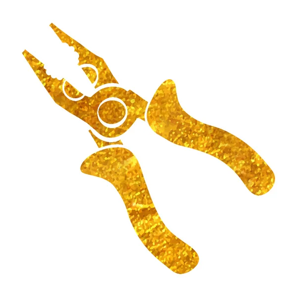 Handgezeichnetes Zangen Symbol Goldfolie Textur Vektor Illustration — Stockvektor