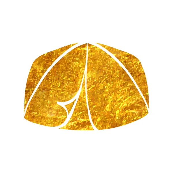 Handgezeichnetes Camping Zelt Symbol Goldfolie Textur Vektor Illustration — Stockvektor