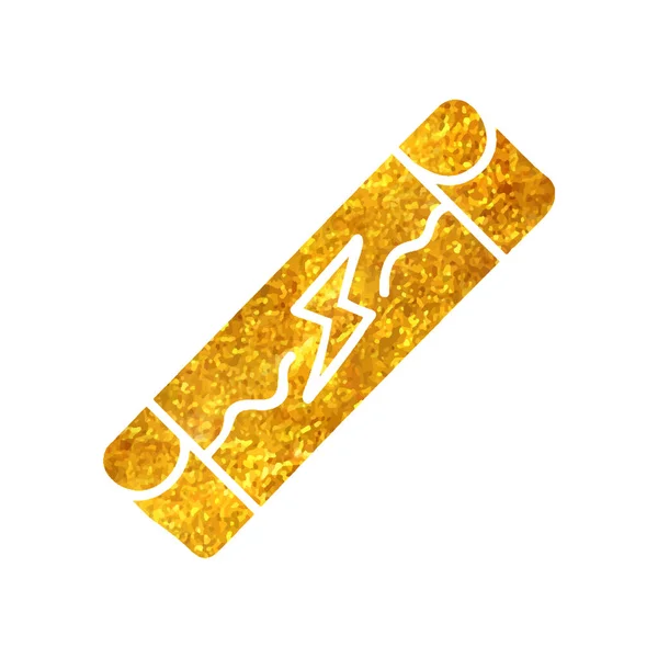 Handgezeichnetes Symbol Für Elektrische Sicherung Goldfolie Textur Vektor Illustration — Stockvektor