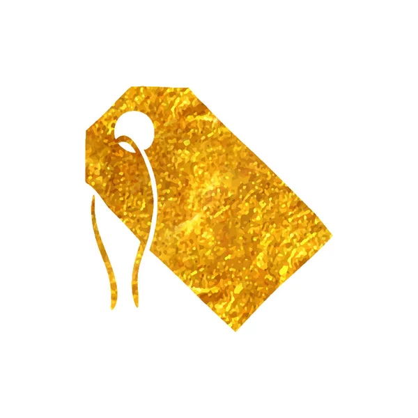 Handritad Försäljning Tag Ikon Guld Folie Textur Vektor Illustration — Stock vektor