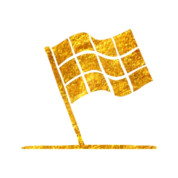 Ручной Рисунок Значка Race Flag Рисунке Текстуры Золотой Фольги — стоковый вектор