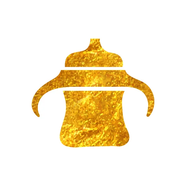 Handgezeichnetes Milchflaschen Symbol Goldfolie Textur Vektor Illustration — Stockvektor