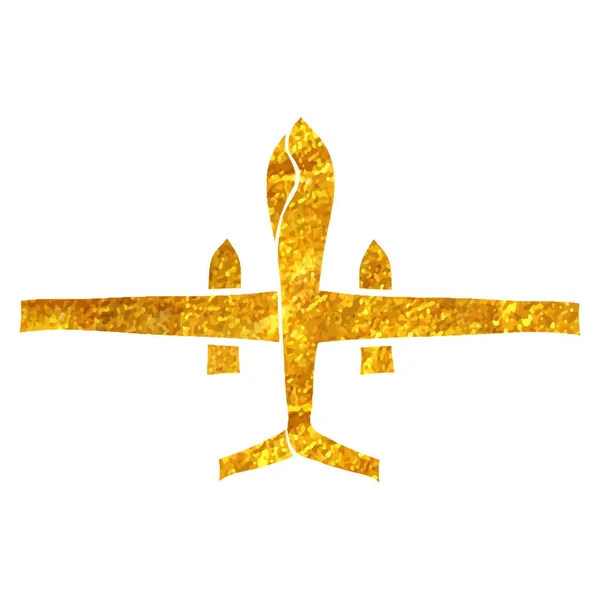 Handgezeichnetes Symbol Für Unbemannte Luftfahrzeuge Goldfolie Textur Vektor Illustration — Stockvektor