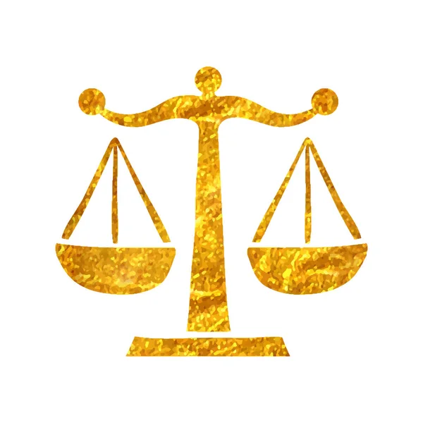 Hand Drawn Justice Scale Icon Gold Foil Texture Vector Illustration — Stock Vector