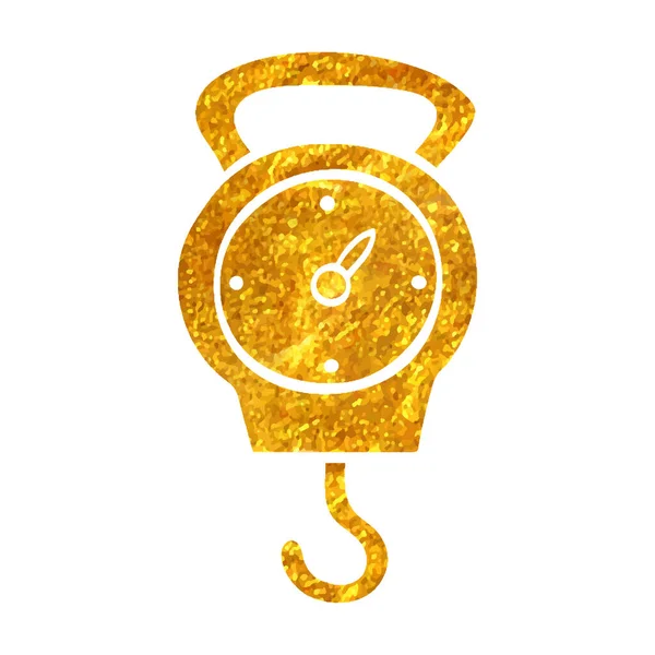 Ручной Рисунок Иконки Рыболовной Шкалы Текстуре Золотой Фольги — стоковый вектор