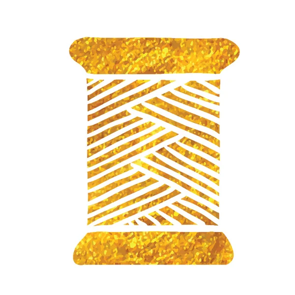 Ręcznie Rysowana Ikona Włóczki Złotej Folii Ilustracja Wektora Tekstury — Wektor stockowy