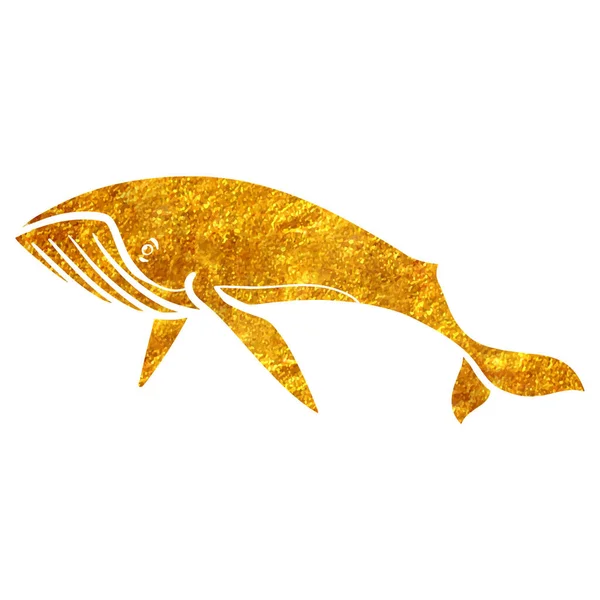 Ручной Рисунок Китов Текстуре Золотой Фольги — стоковый вектор