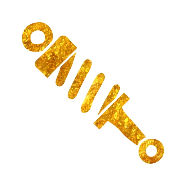 Handgezeichnetes Stoßdämpfer Symbol Goldfolie Textur Vektor Illustration — Stockvektor