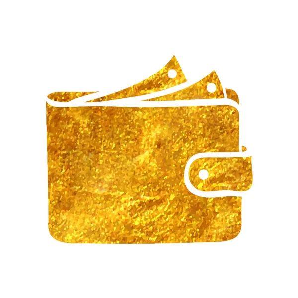 Χειροποίητο Εικονίδιο Πορτοφολιού Χρυσό Φύλλο Υφής Διανυσματική Απεικόνιση — Διανυσματικό Αρχείο