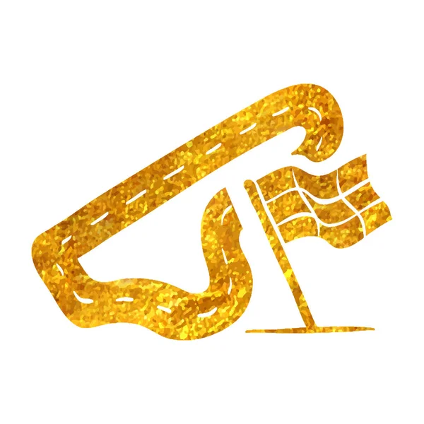 Χειροποίητο Εικονίδιο Κυκλώματος Αγώνα Χρυσό Φύλλο Υφής Διανυσματική Απεικόνιση — Διανυσματικό Αρχείο