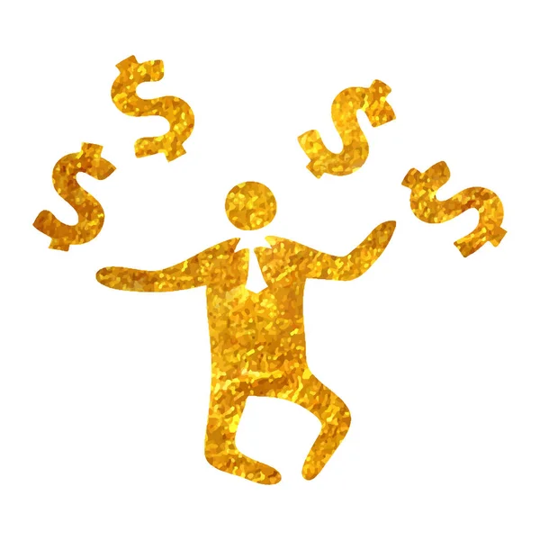 Handgezeichnete Geschäftsmann Geld Symbol Goldfolie Textur Vektor Illustration — Stockvektor