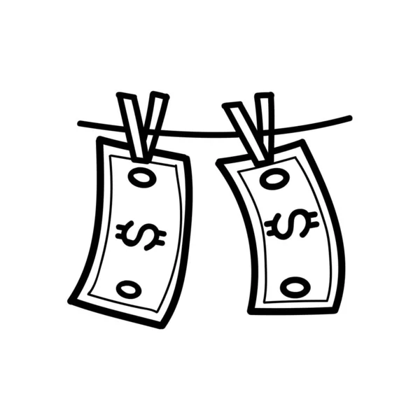 钱洗衣店图标 手绘矢量图解 可编辑线条笔划 — 图库矢量图片
