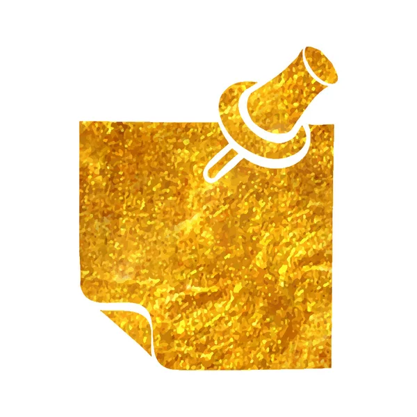 Handgezeichnetes Sticky Note Icon Goldfolie Textur Vektor Illustration — Stockvektor