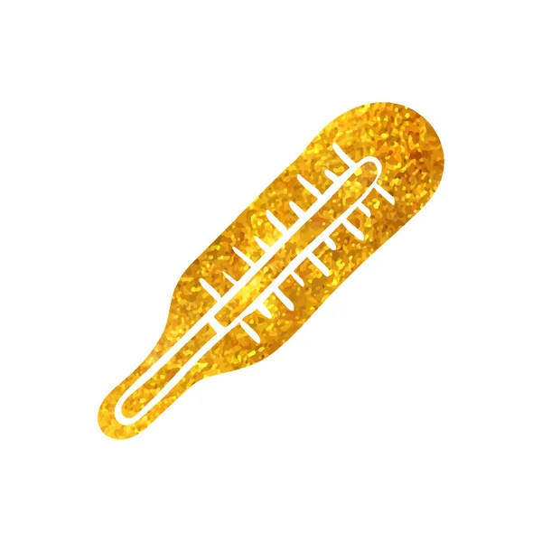 Ручной Рисунок Иконки Термометра Текстуре Золотой Фольги — стоковый вектор