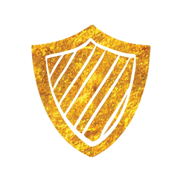 Ручной Рисунок Значка Полосы Щита Текстуре Золотой Фольги — стоковый вектор