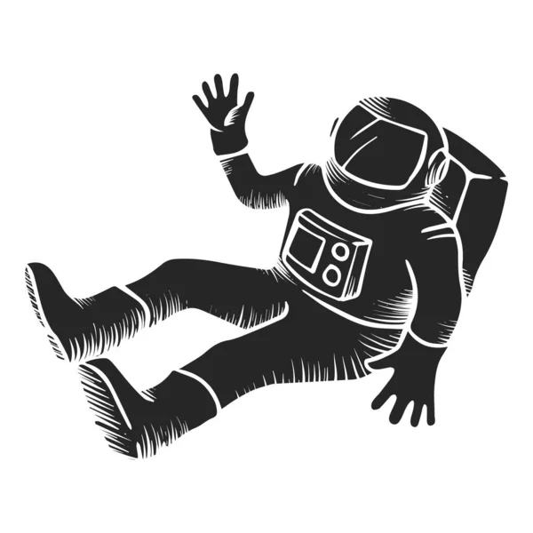 Desen Manual Astronaut Schiță Ilustrație Vector — Vector de stoc