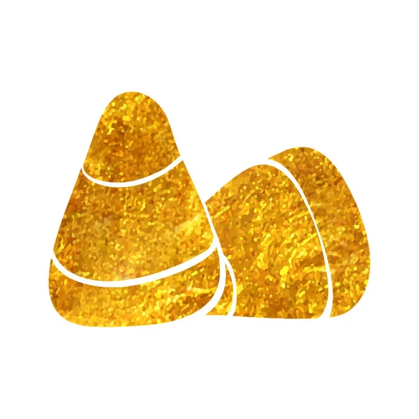 Ręcznie Rysowane Candy Ikona Złotej Folii Tekstury Wektor Ilustracji — Wektor stockowy