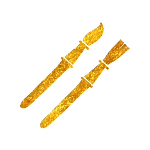 Χειροποίητο Εικονίδιο Πινέλων Μπογιάς Χρυσό Φύλλο Υφής Διανυσματική Απεικόνιση — Διανυσματικό Αρχείο