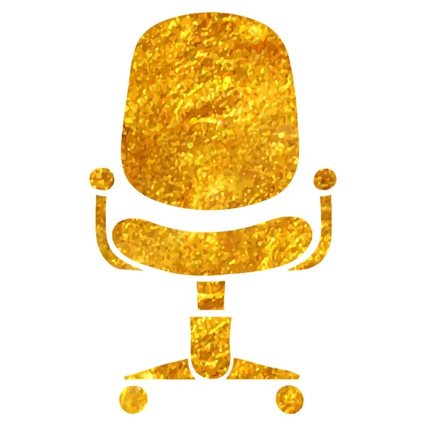 Hand Drawn Office Chair Icon Gold Foil Texture Vector Illustration — Stock Vector