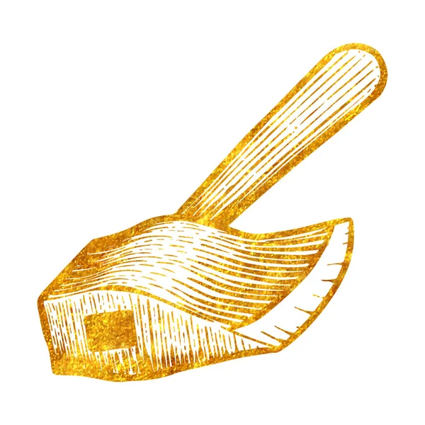 Handgezeichnetes Axt Symbol Goldfolie Textur Vektor Illustration — Stockvektor