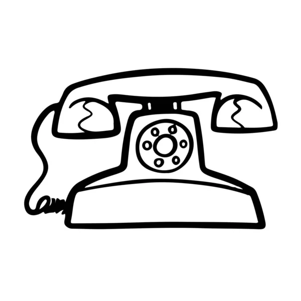 Vintage Telefone Mão Desenhado Vetor Ilustração —  Vetores de Stock