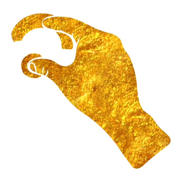 Kézzel Húzott Érintőpad Ujj Gesztus Ikon Arany Fólia Textúra Vektor — Stock Vector