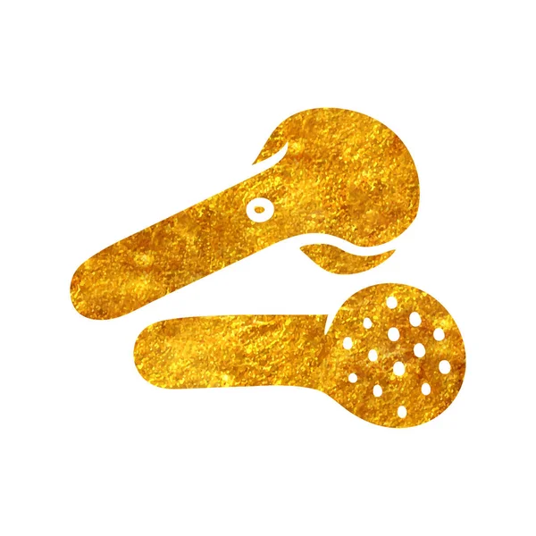 Рука Намальована Гучномовець Bluetooth Технології Текстурі Золотої Фольги Векторні Ілюстрації — стоковий вектор