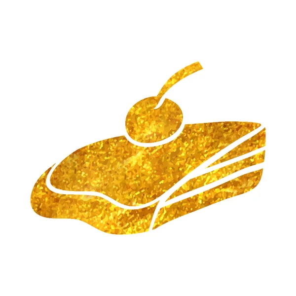 Handgezeichnetes Kuchen Symbol Goldfolie Textur Vektor Illustration — Stockvektor