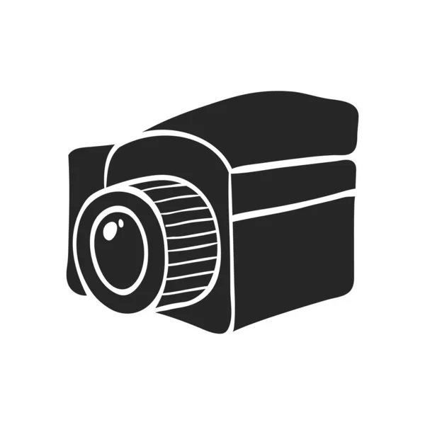 Handgetekende Camera Vector Illustratie — Stockvector