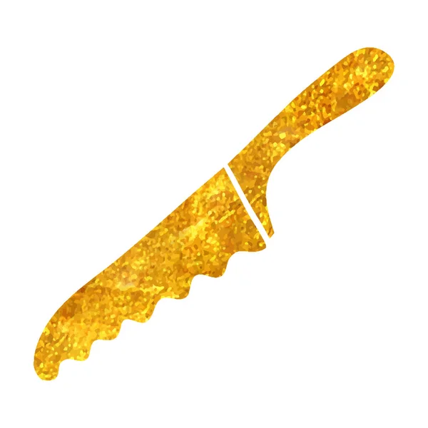 Handgezeichnetes Brotmesser Symbol Goldfolie Textur Vektor Illustration — Stockvektor