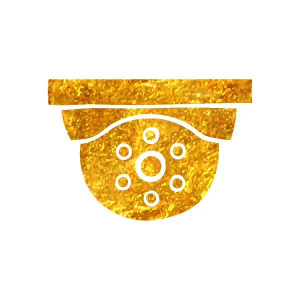 Ręcznie Rysowane Ikona Kamery Nadzoru Złotej Folii Tekstury Wektor Ilustracji — Wektor stockowy