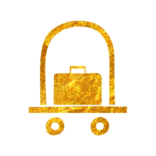 Handgezeichnetes Hotel Trolley Symbol Goldfolie Textur Vektor Illustration — Stockvektor