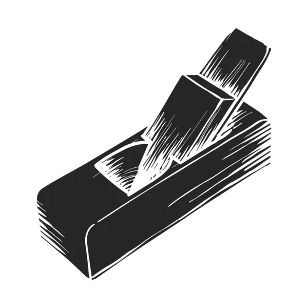 Handgezeichnete Hölzerne Ebene Symbol Holzbearbeitung Werkzeug Vektor Illustration — Stockvektor