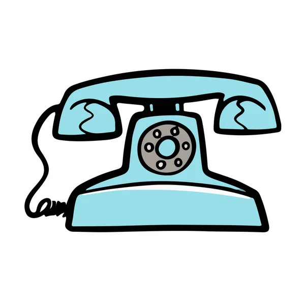 Vintage Telephone Hand Drawn Vector Color Illustration — Stock Vector