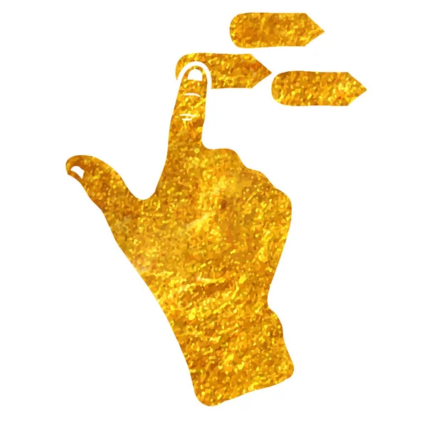 Handgezeichnetes Touchpad Fingergesten Symbol Goldfolie Textur Vektorillustration — Stockvektor